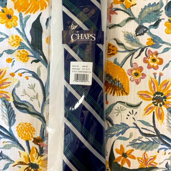 New! Navy, White & Green Stripe Necktie from Chaps - Picture 1 of 8